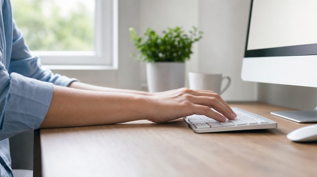 Ergonomiczna pozycja nadgarstka przy klawiaturze